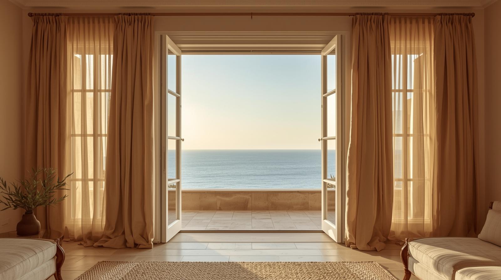 Installed curtains in interior